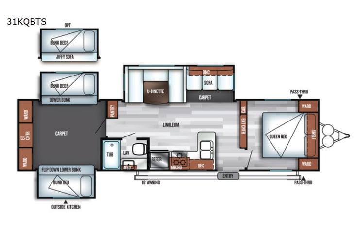 Representative floor plan provided by a trusted RVshare partner.
