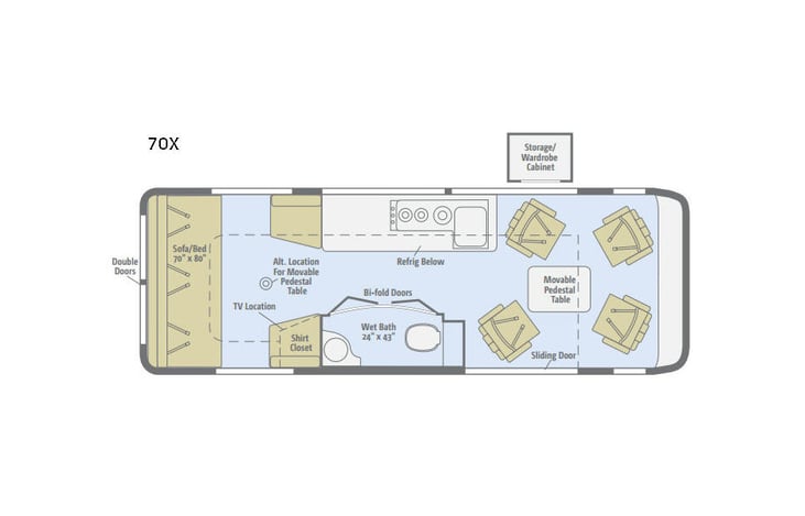 Representative floor plan provided by a trusted RVshare partner.