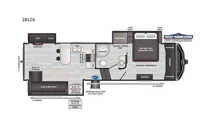 Representative floor plan provided by a trusted RVshare partner.