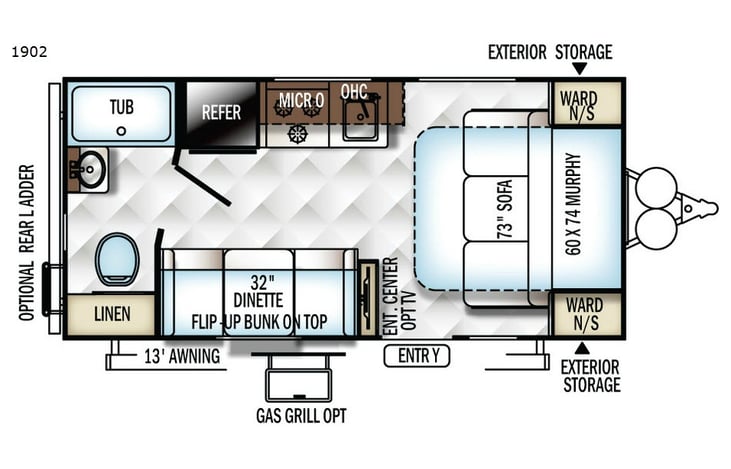 Representative floor plan provided by a trusted RVshare partner.
