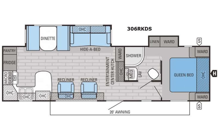Representative floor plan provided by a trusted RVshare partner.