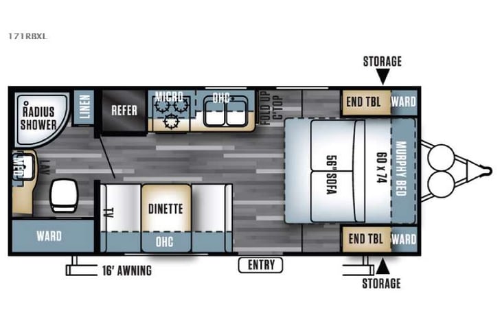 Representative floor plan provided by a trusted RVshare partner.