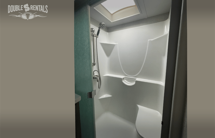 Master shower with skylight