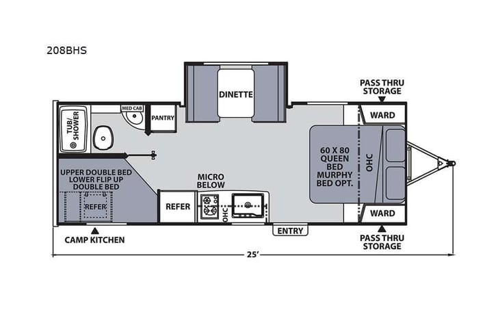 Representative floor plan provided by a trusted RVshare partner.