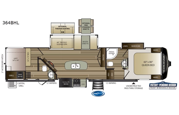 Representative floor plan provided by a trusted RVshare partner.