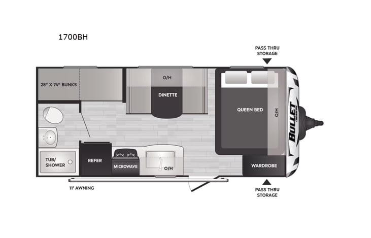 Representative floor plan provided by a trusted RVshare partner.