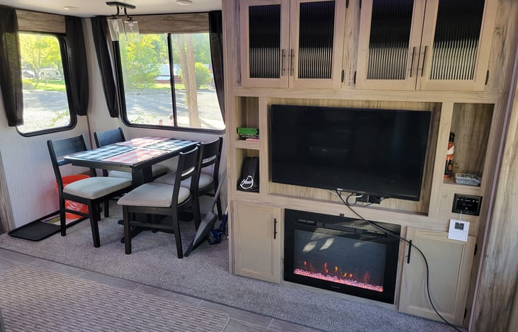 Entertainment center with Xbox One. Bluetooth Indoor/outdoor stereo with radio