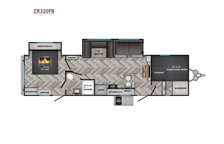 Representative floor plan provided by a trusted RVshare partner.