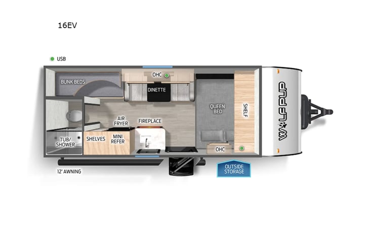 Representative floor plan provided by a trusted RVshare partner.