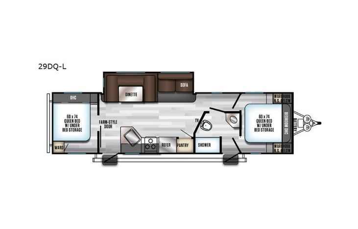 Representative floor plan provided by a trusted RVshare partner.