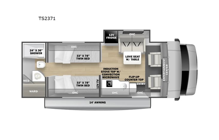 Representative floor plan provided by a trusted RVshare partner.
