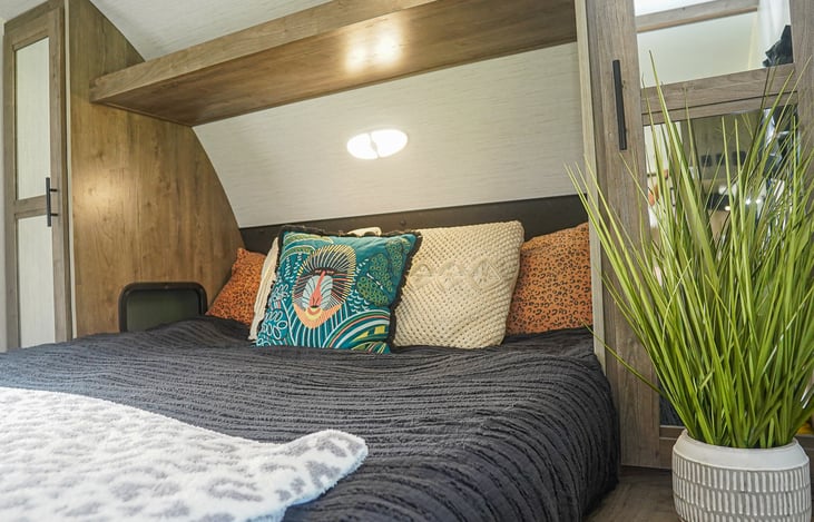 Queen bedding and some decor too.