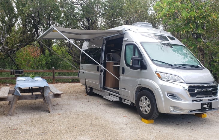 Keep out of the sun with the power awning.