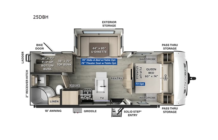 Representative floor plan provided by a trusted RVshare partner.