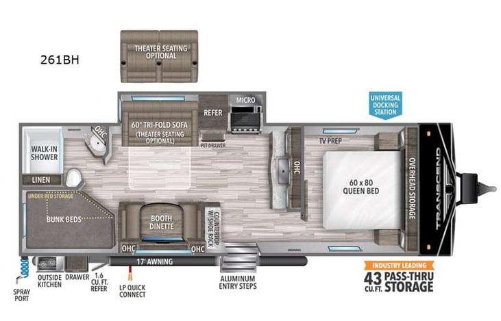 Representative floor plan provided by a trusted RVshare partner.