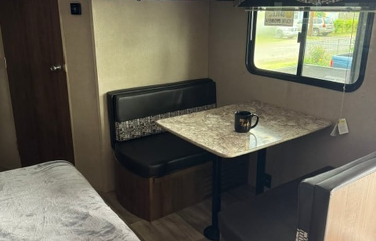 small breakfast nook perfect for early morning coffee or late night games.