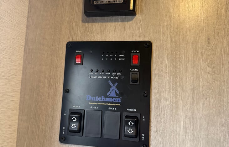 Control panel and on demand water heater settings.