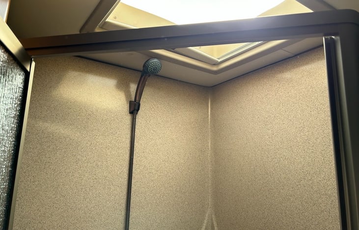 Shower with a skylight.