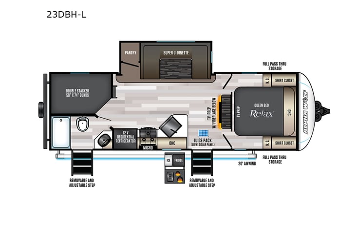 Representative floor plan provided by a trusted RVshare partner.