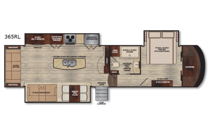 Representative floor plan provided by a trusted RVshare partner.