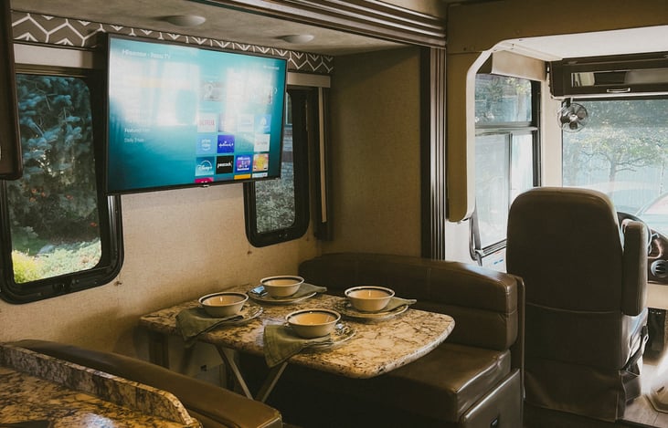 Dining table with tv