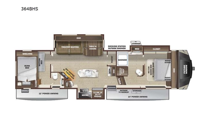 Representative floor plan provided by a trusted RVshare partner.