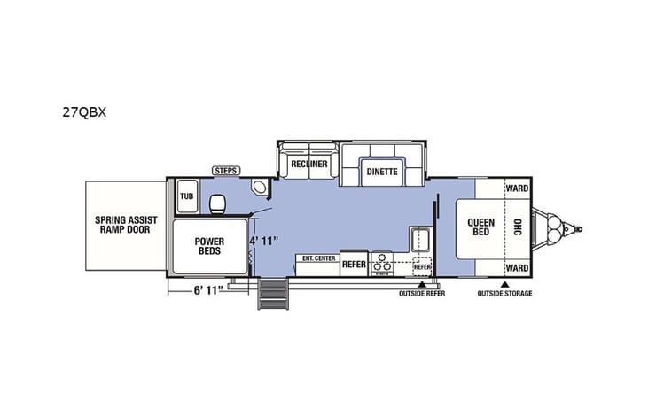 Representative floor plan provided by a trusted RVshare partner.