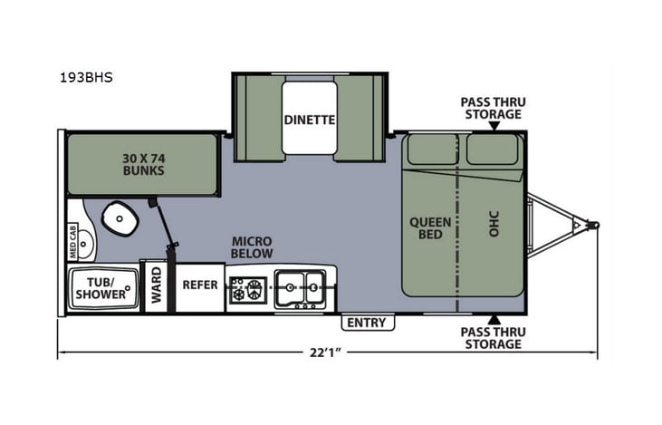 Representative floor plan provided by a trusted RVshare partner.