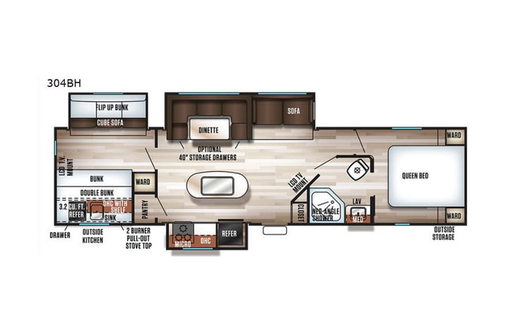 Representative floor plan provided by a trusted RVshare partner.
