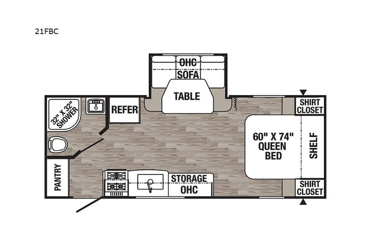Representative floor plan provided by a trusted RVshare partner.