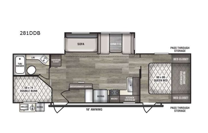 Representative floor plan provided by a trusted RVshare partner.