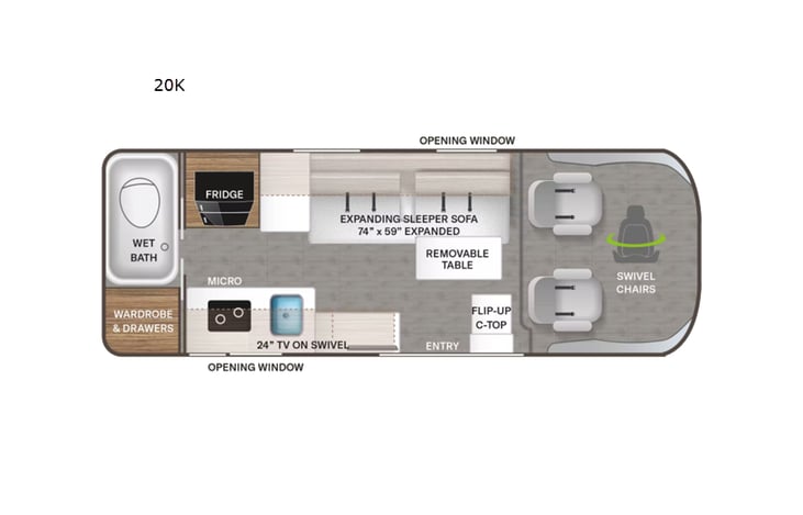 Representative floor plan provided by a trusted RVshare partner.