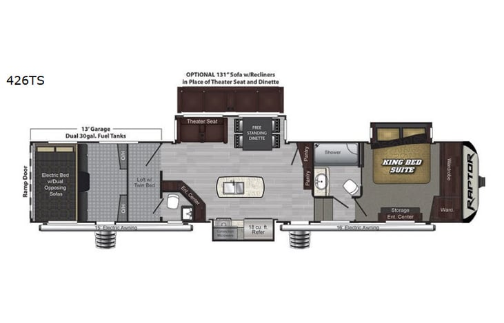 Representative floor plan provided by a trusted RVshare partner.
