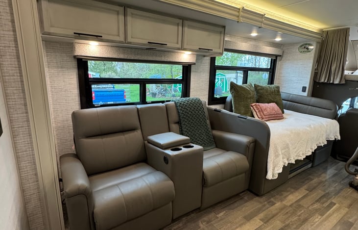 With dinette converted into bed