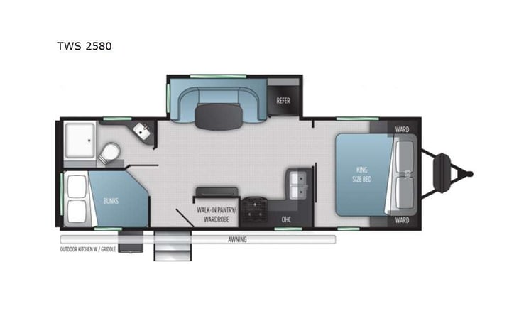 Representative floor plan provided by a trusted RVshare partner.