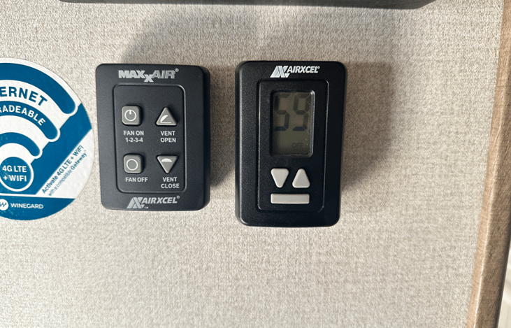 Digital climate control and system panel for managing heating, cooling, and comfort throughout the RV.