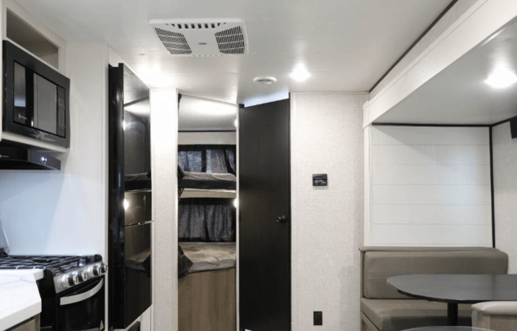 Facing double bunk beds & dinette~