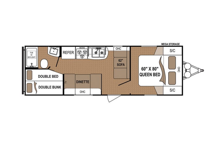 Representative floor plan provided by a trusted RVshare partner.