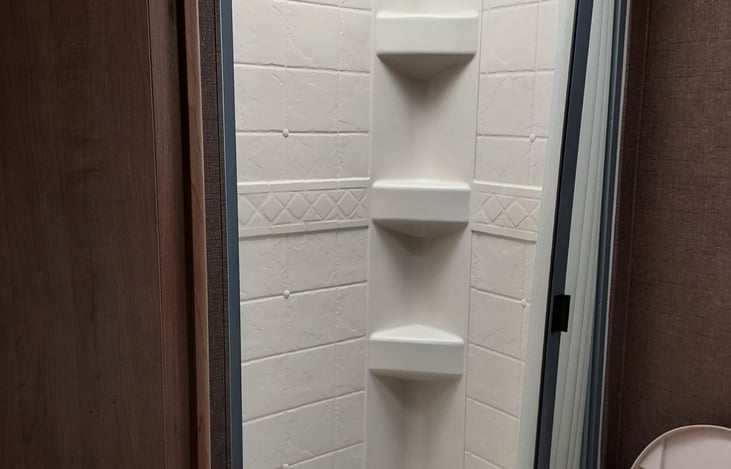 Roomy shower.