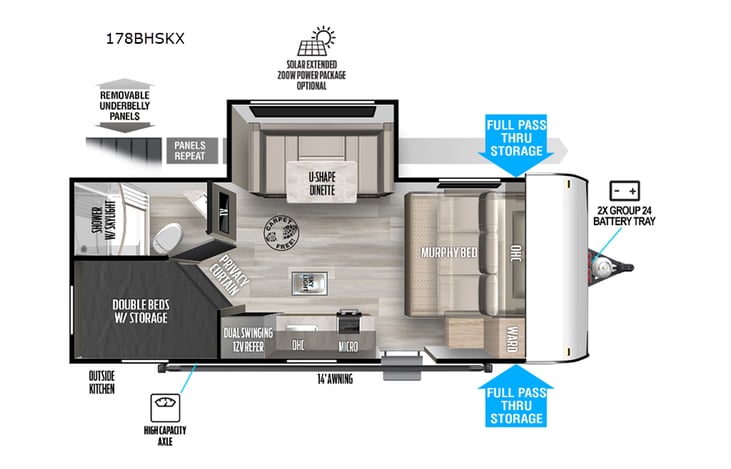 Representative floor plan provided by a trusted RVshare partner.
