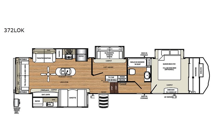 Representative floor plan provided by a trusted RVshare partner.