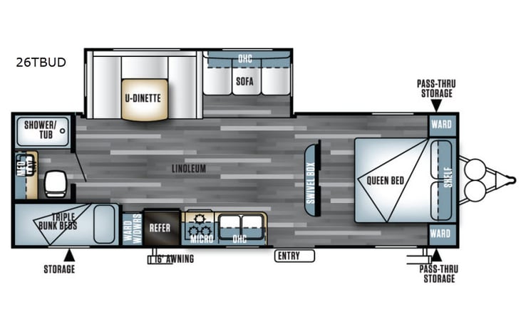 Representative floor plan provided by a trusted RVshare partner.