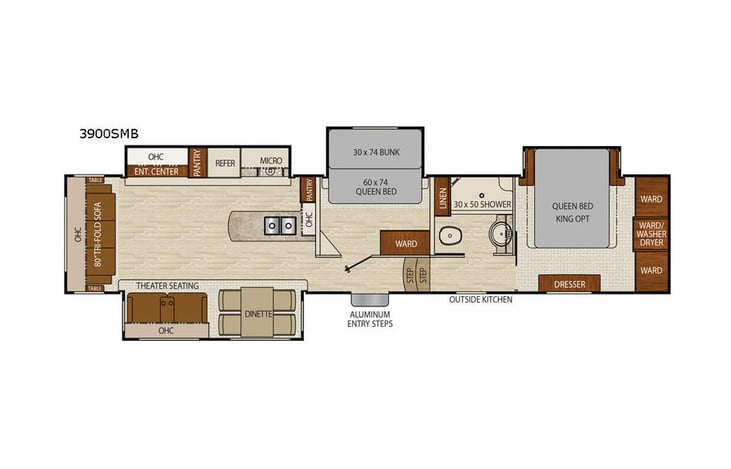 Representative floor plan provided by a trusted RVshare partner.