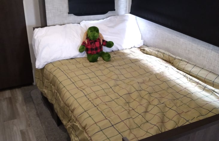 Shelly on the dinette convertible.