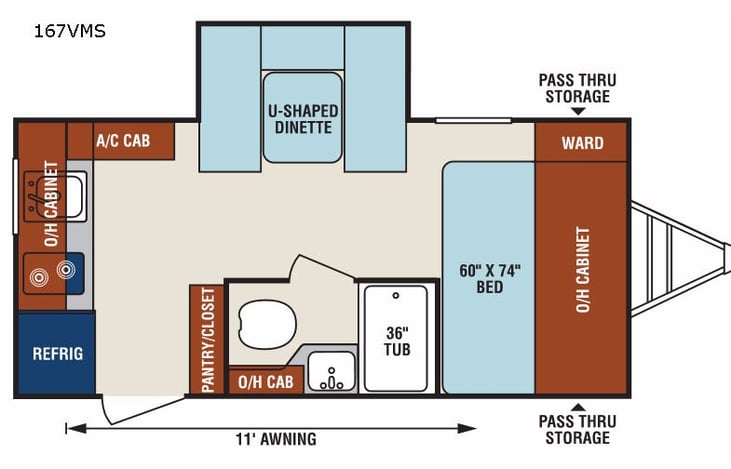 Representative floor plan provided by a trusted RVshare partner.