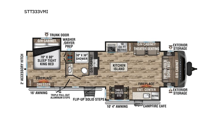 Representative floor plan provided by a trusted RVshare partner.