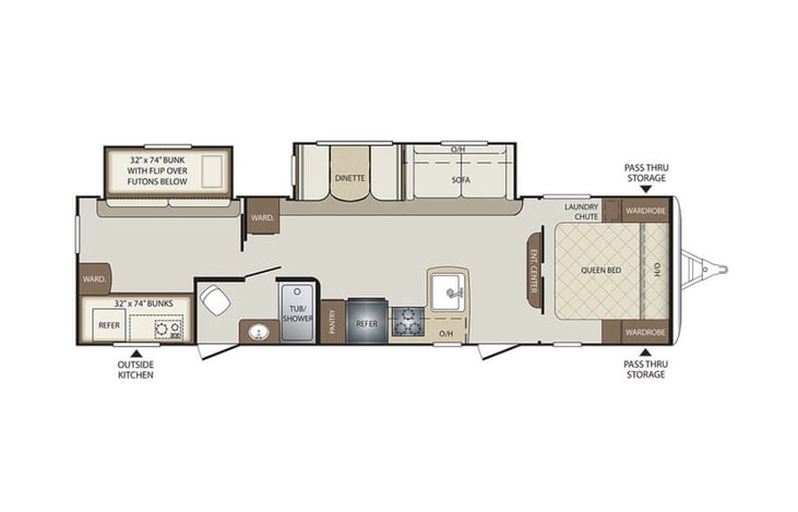 Representative floor plan provided by a trusted RVshare partner.