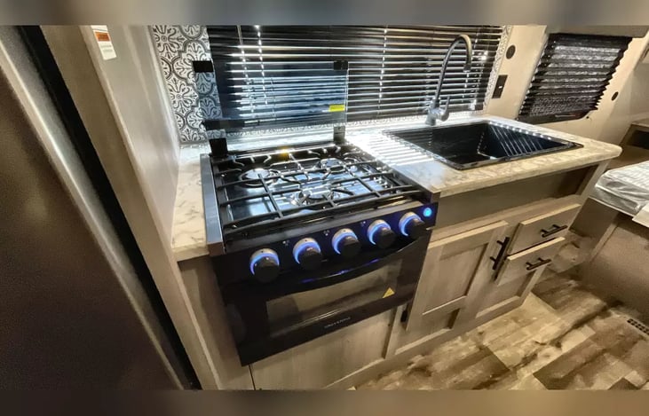 Interior:  stove and sink