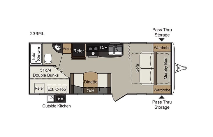 Representative floor plan provided by a trusted RVshare partner.
