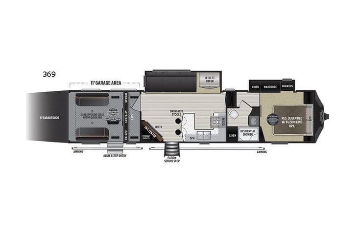 Representative floor plan provided by a trusted RVshare partner.